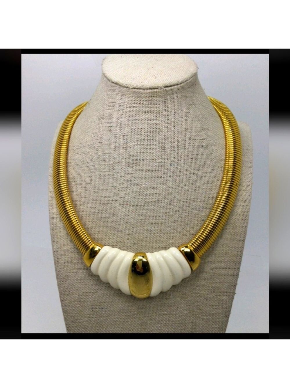 Vintage Morgan Taylor Snake Chain White Accent Collar Necklace 18"